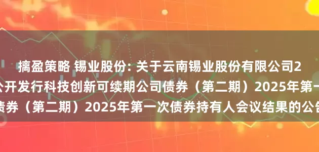 摛盈策略 锡业股份: 关于云南锡业股份有限公司2024年面向专业投资者公开发行科技创新可续期公司债券（第二期）2025年第一次债券持有人会议结果的公告